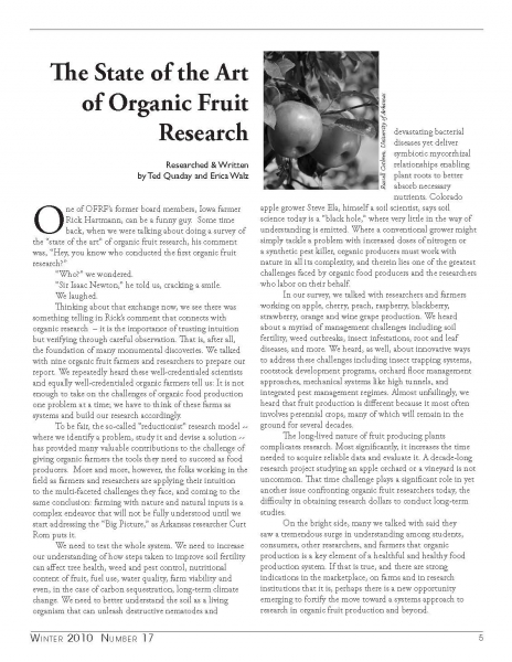 The State of the Art of Organic Fruit Research